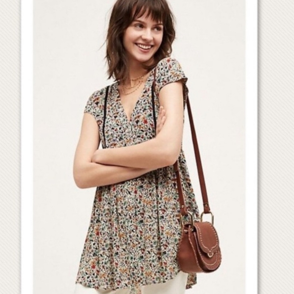 ❤️ ANTHROPOLOGIE VANESSA VIRGINIA FLORAL BOHO TUNIC TOP